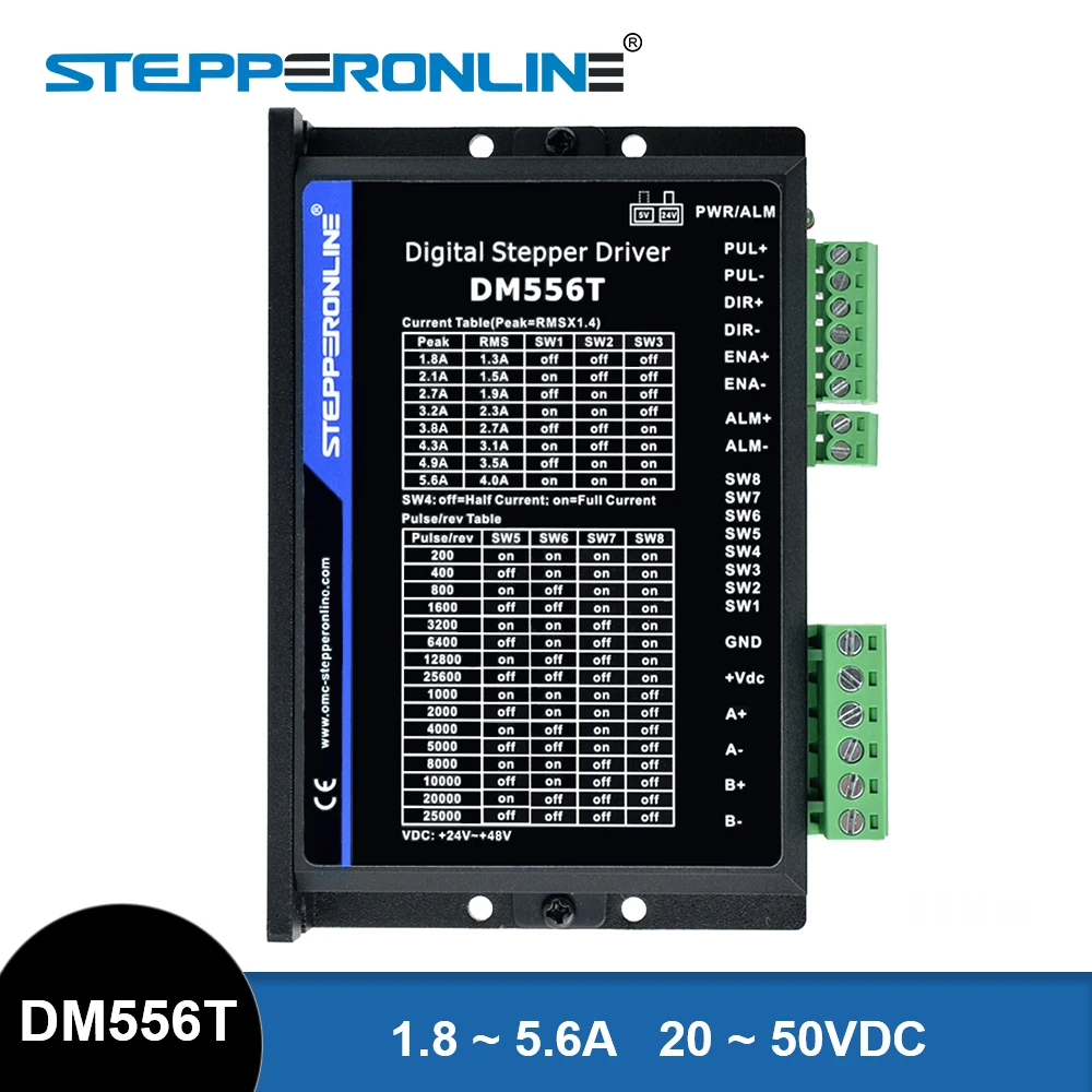 STEPPERONLINE DM556T sterownik silnika krokowego 20-50VDC 1.8 ~ 5.6A cyfrowy sterownik silnika krokowego dla silnika CNC Nema 17/23/24/34