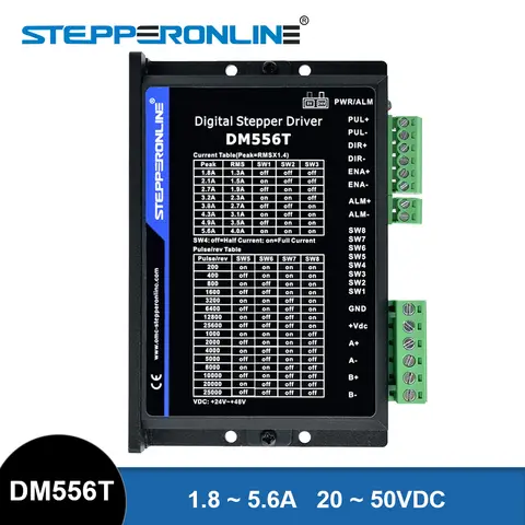 STEPPERONLINE 디지털 스테퍼 모터 컨트롤러, DM556T 스테퍼 모터 드라이버, Nema 17 23 24/34 CNC 모터용, 20-50VDC 1.8 ~ 5.6A
