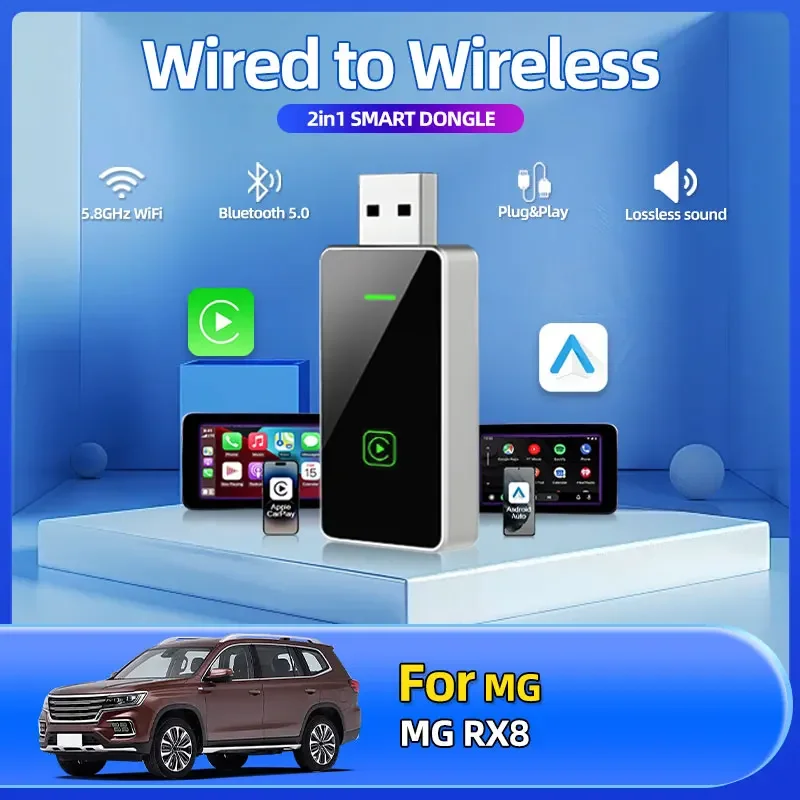 

1pcs 2025 Hot Fashion New 2IN1 Wireless Car Smart USB Mini Play Car Wireless Adapter Plug And Play WiFi Fast Connect For MG RX8