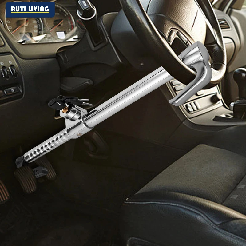 Universal Steering Wheel Lock Retractable Brake Lock Double Hook Security Lock Car Anti-Theft Device Emergency Escape Car Lock