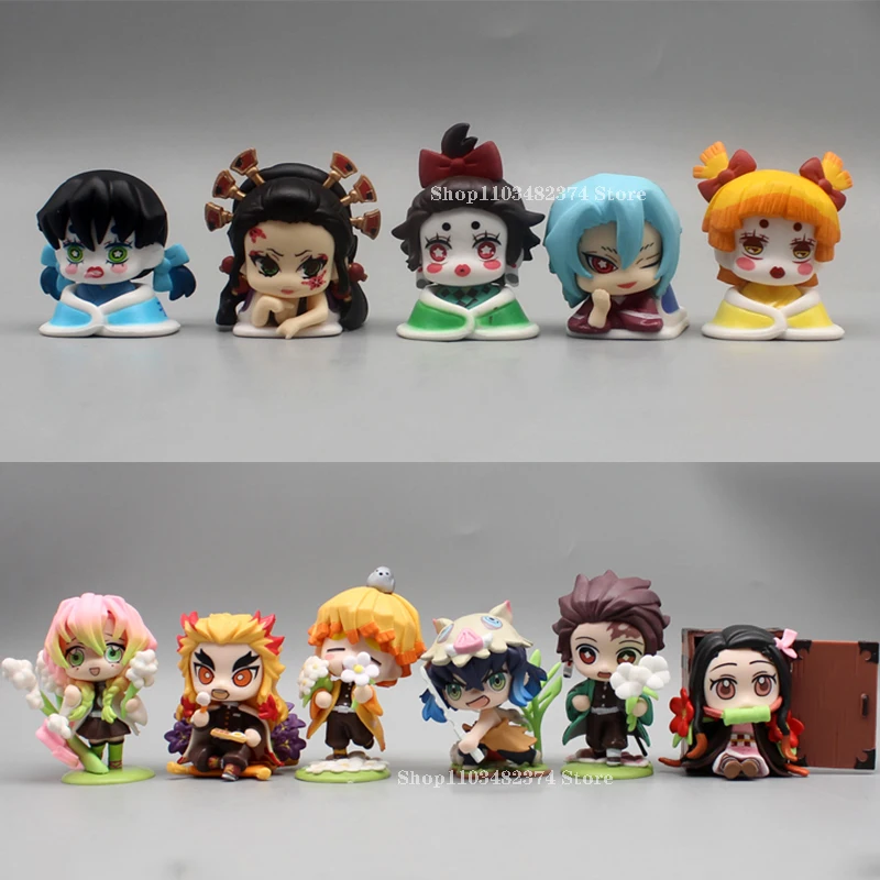 

Cartoon Rengoku Doll Decor Demon Slayer Daki Figurine Mini Tanjirou Kamado Nezuko Inosuke Zenitsu Mitsuri Figures PVC Model Toys