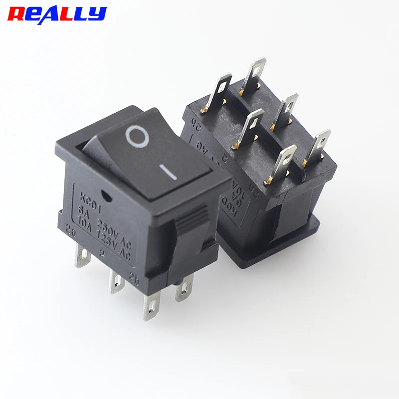 5/10Pcs KCD-202 6Pin 2Position NO-NO KCD-203 6Pin 3Position NO-OFF-NO Red Black Rocker Switch 15x21mm SPST  6A 250V 10A 125V