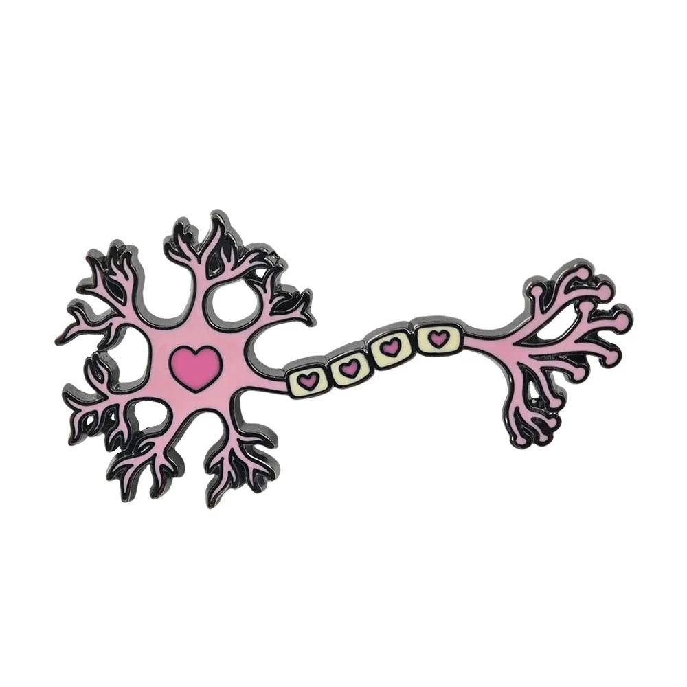 Biology Science BroochCute Pink Neuron Cell Enamel Pin Anatomy Medical Metal Badge Psychology Neuroscience Bag Lapel Pins Gift