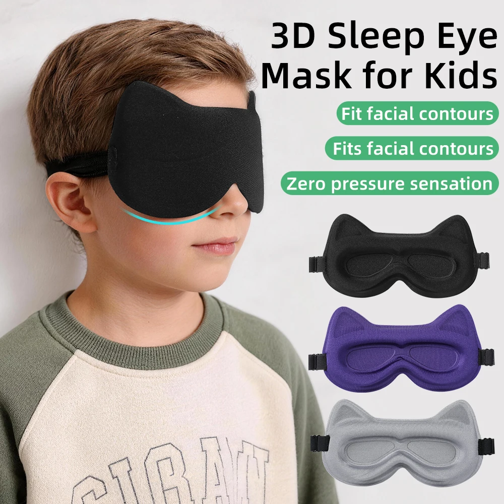 Máscara de Olhos para Dormir Infantil 3D Estereoscópica, Bloqueadora de Luz, Confortável, Sem Pressão, Macia, Respirável, Máscara Noturna para Viagem