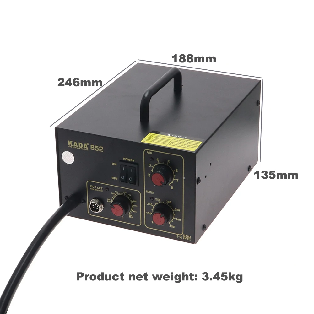 KADA 852 Soldering and Rework Station Hot Air Gun and soldering iron 2-in-1 soldering station 220V For PCB Chip Repair