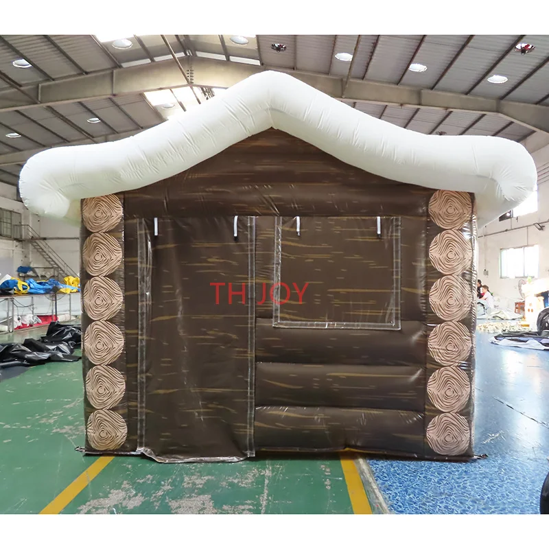 fast air ship,new design Inflatable Christmas House Santa Grotto Tent, 3x3m big Inflatable Wooden House For Christmas Decoration