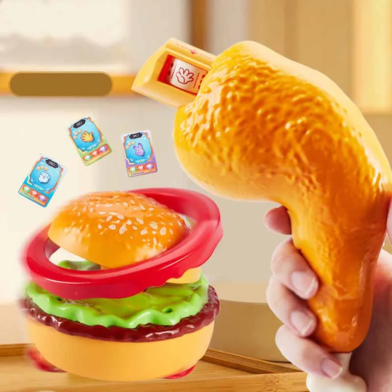 Simulation Hamburger Infrared Remote Control Electric Toys Fun PK Guessing Boxing with Music Lights Parent-child Interaction Toy