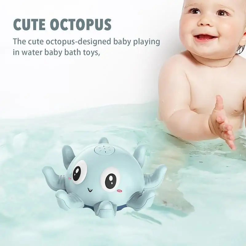 Schwimmendes Oktopus-Badespielzeug, musikalisches Oktopus-Wasserspray-Badespielzeug, niedlicher rotierender Sprinkler, interaktive Kinderdusche,