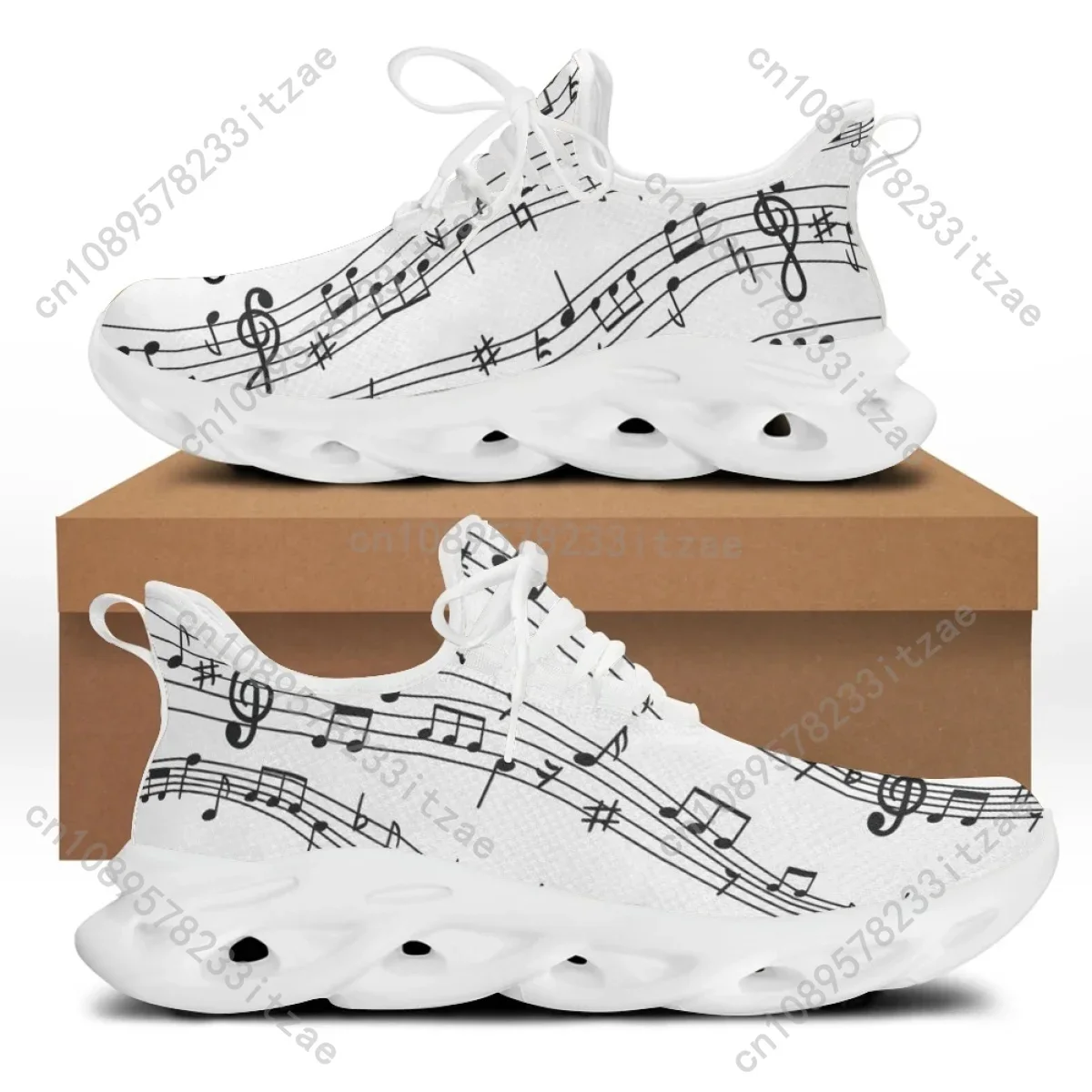 Fashion Musical Notes Cartoon Pattern Female Flat Shoes Comfort Sport Sneakers for Women Lace up zapatillas hombre 2022