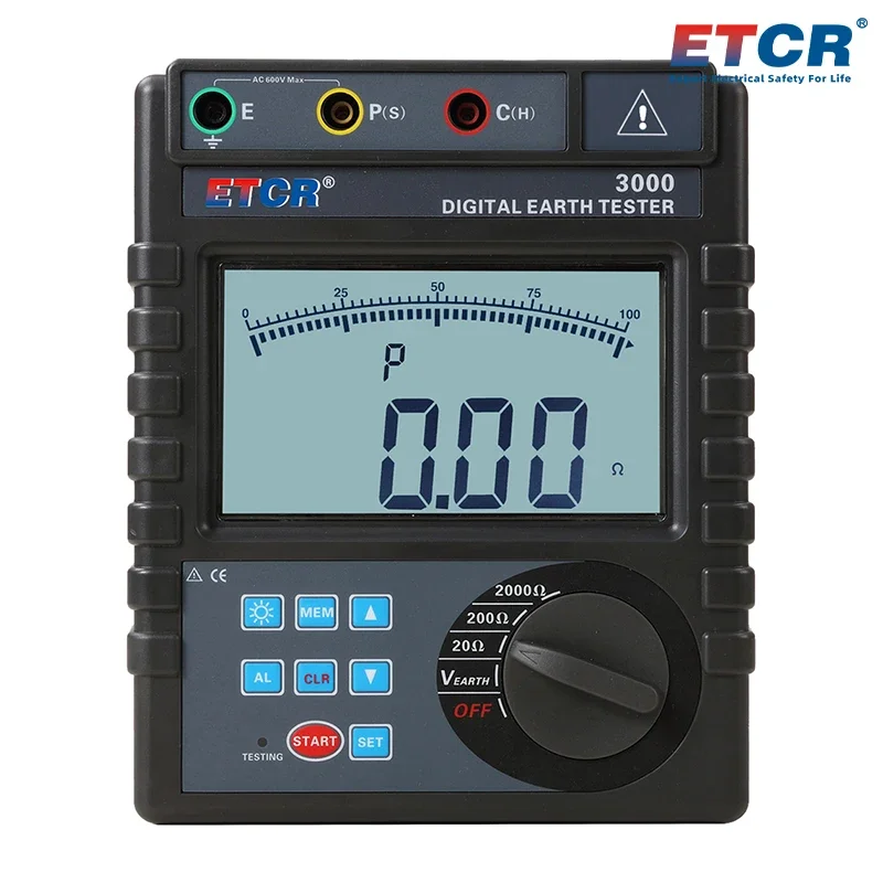 ETCR3000 Hot High Accuracy 4 Poles Digital Earth Resistance Tester With Soil Resistance Meter