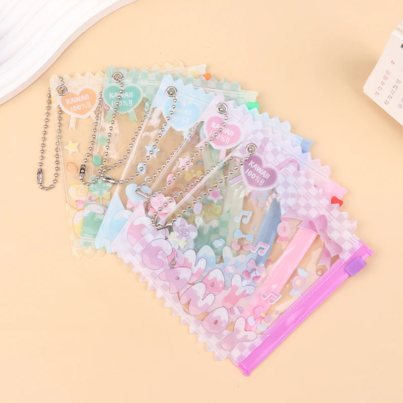 1Pc Cute Cartoon Transparent Bag 58MM-75MM Props Badge Storage Display Bag Protective Shell Card Bag Cover Candy Bag