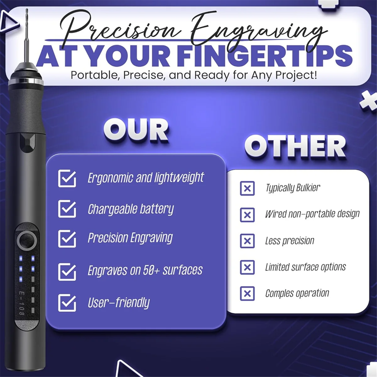 قلم نقش EULM - قلم ورق نقش محمول لاسلكي لأدوات تلميع الفنانين