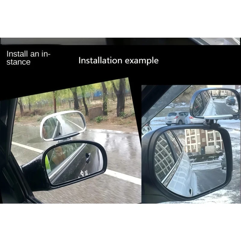 Car Mounted universal Adaptive Front Blind Spot Mirror with Convex Lens -360° Adjustable Widened Field of View Rearview Mirror