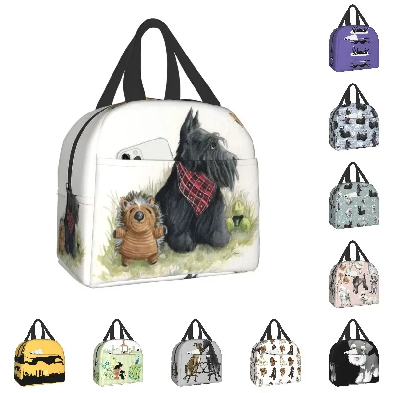 Scottish Terrier Resuable Lunch Boxes Women Multifunction Butterfly Scottie Dog Thermal Cooler Food Insulated Lunch Bag