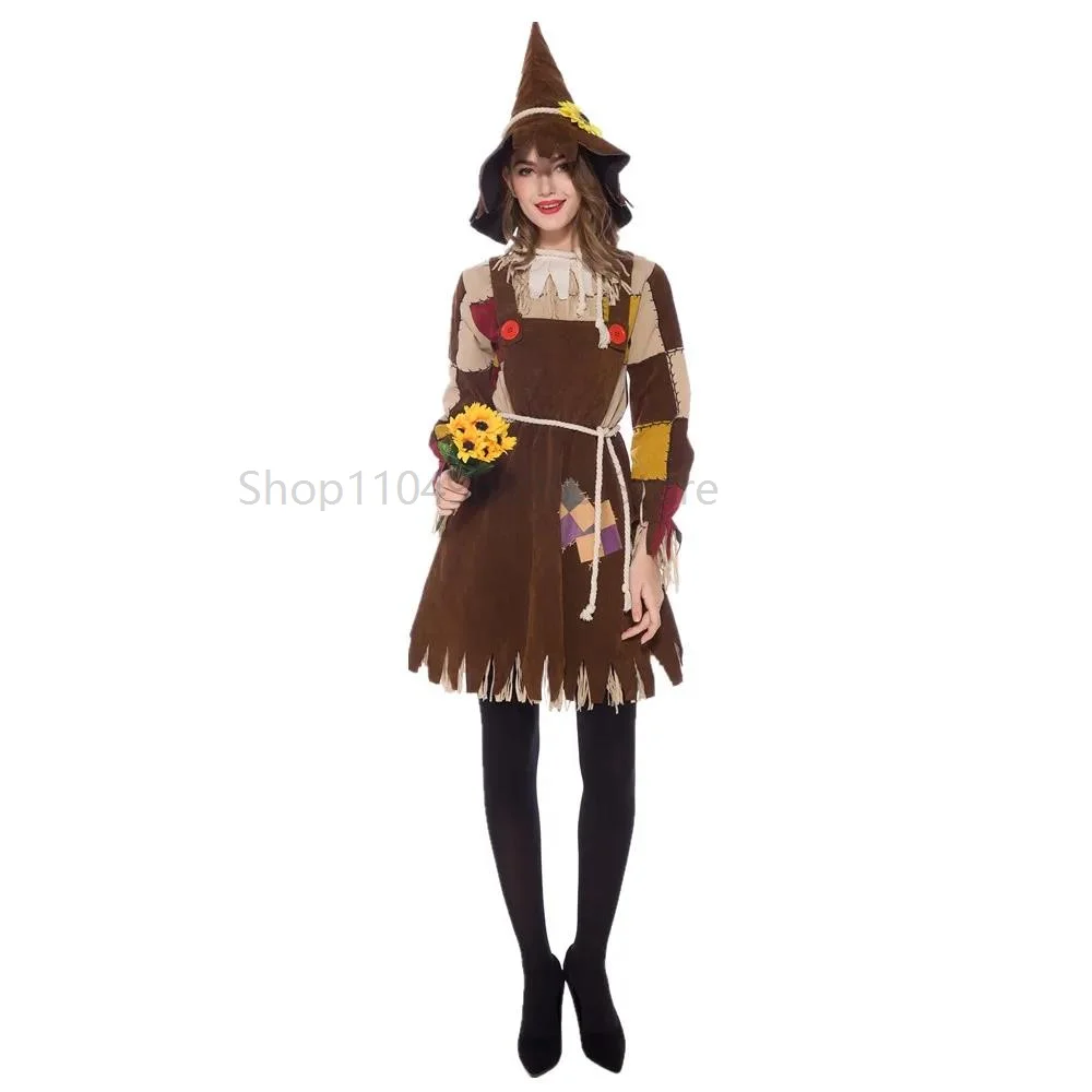 Halloween Carnival Party Scarecrow Cosplay Dress Masquerade Circus Funny Clown Dress Women Fancy Costume