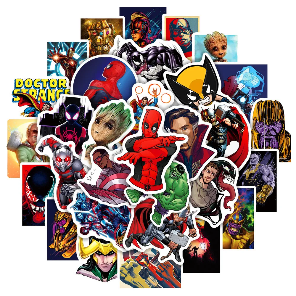 10/30/50PCS Disney Marvel The Avengers Super Hero Stickers Graffiti Decals DIY Laptop Car Motorcycle Bike Toys Sticker For Kids