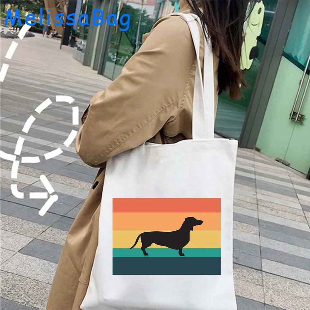 Divertente Tan Smooth bassotto Dog Art bassotto Mom Lover regali Cute Pet Cartoon Wiener Dog Pupy Canvas Shoulder Totes Bag borse