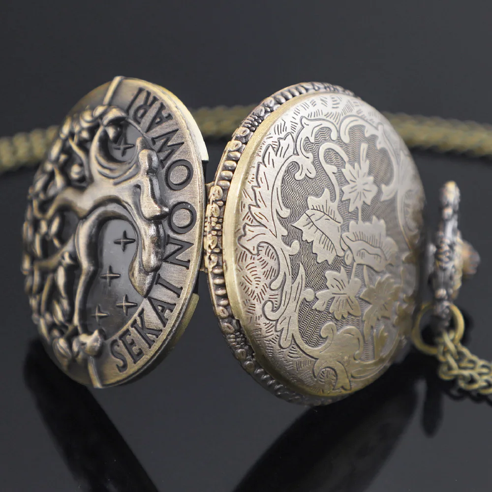 Steampunk Vintage Tree of Life Bronze Quartz Pocket Watch Fashion Necklace Pendant Chain Jewelry Gift Clock for Men Women