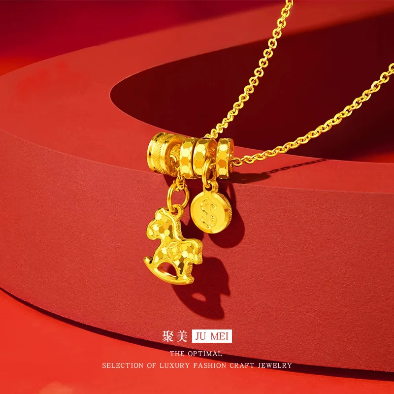 9999 24K real gold store same style women's gold necklace fashionable, beautiful and beautiful jewelry