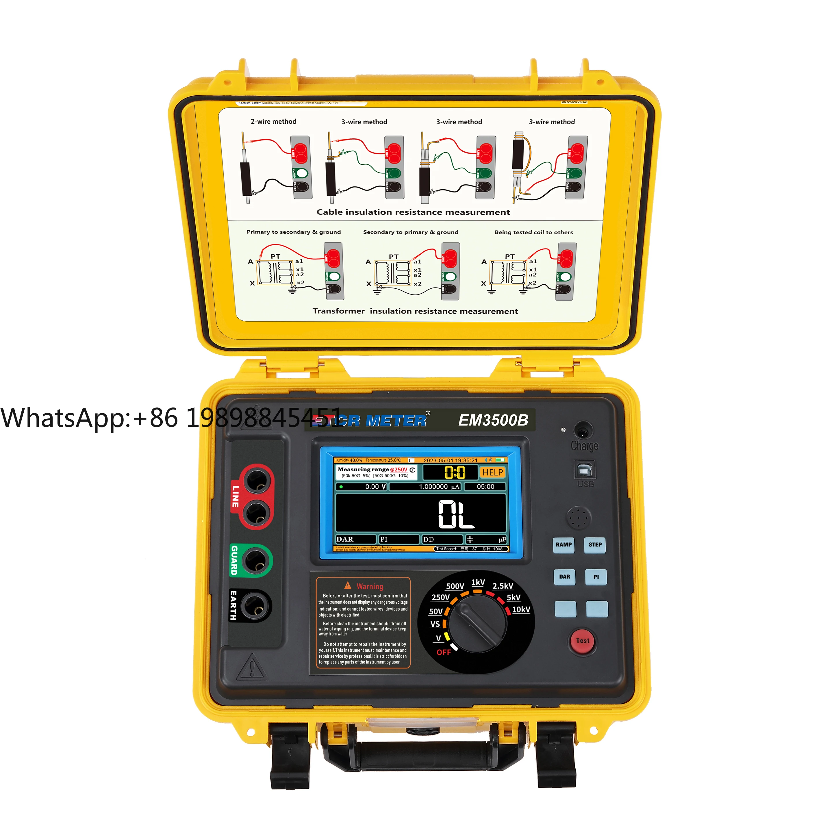 

EM3500B 10kV Insulation Resistance Tester for Cable Motor Transformer Equipment High Voltage Insulation Resistance Tester