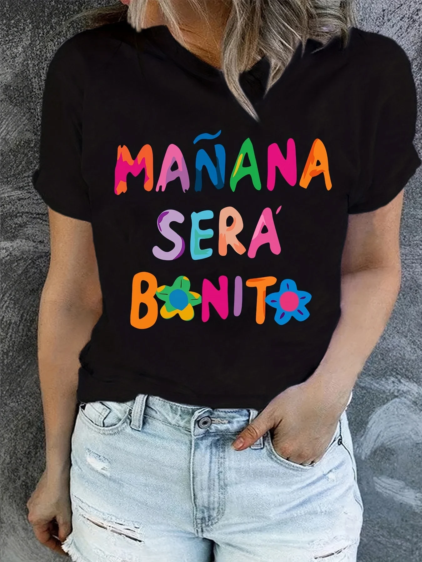 

Short Sleeve Casual T-Shirt Top Letter Print T-Shirt Short Sleeve Crew Neck Casual Top For Summer Spring Womens Clothing