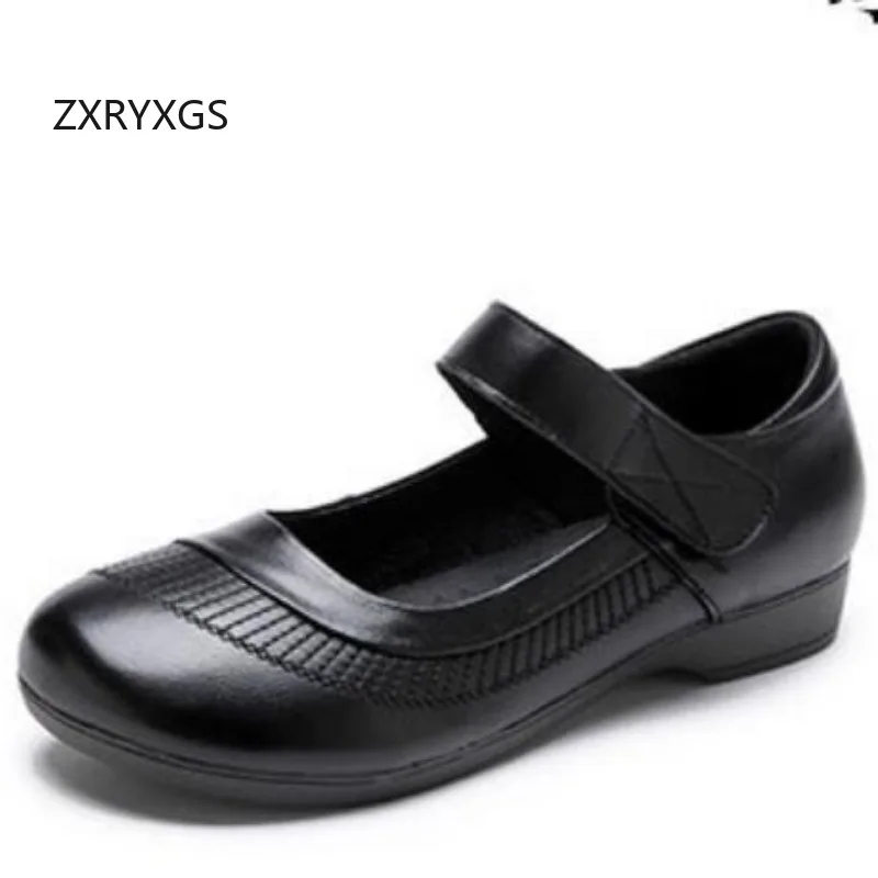 

ZXRYXGS Elegant Comfortable Mom Flat Shoes 2024 New Autumn Single Women Genuine Leather Shoes Cow Tendon Soft Bottomed Flats