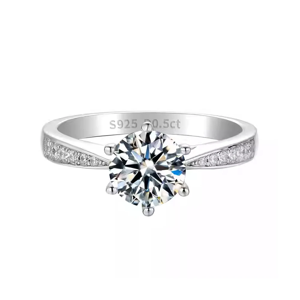 

Sterling Solid 925 Silver 1ct FG Color Heart and Arrow Cut Moissanite Lab Diamond Engagement Ring for Women Wedding Jewelry Gift