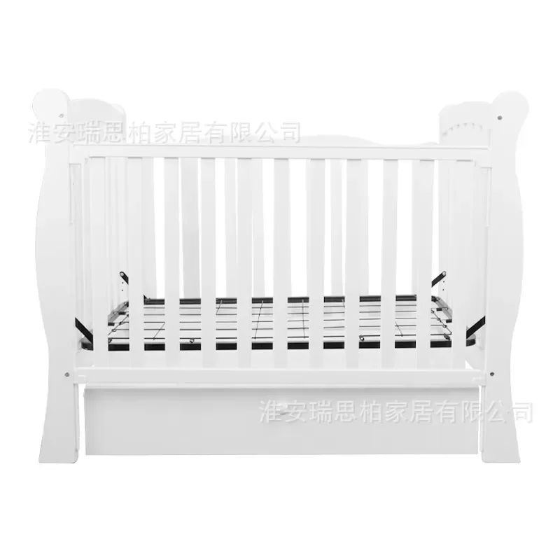 New White Adjustable  Cradle Bed with Drawers Factory Direct Sales