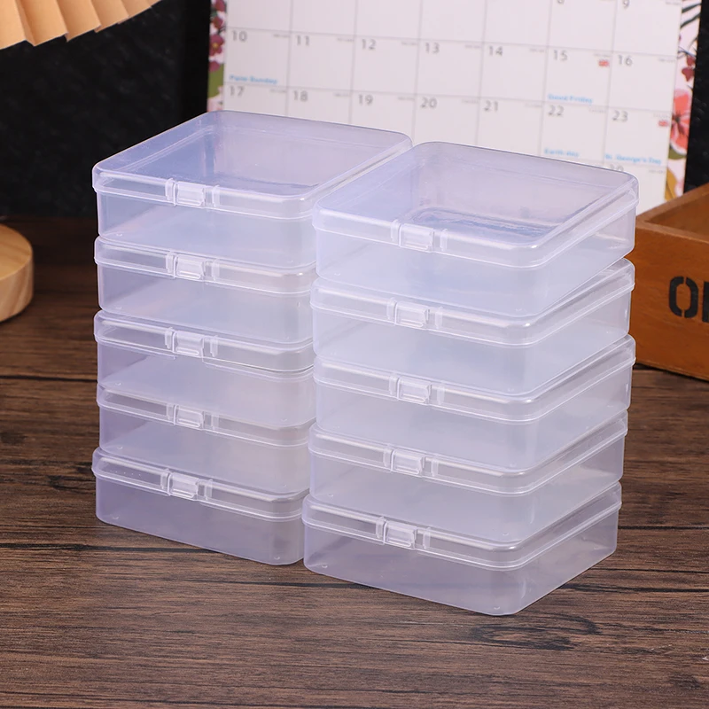 10PCS Transparent Square Storage Boxes Parts Small Beads Accessories Storage Boxes Earplug Jewelry Hardware Accessories