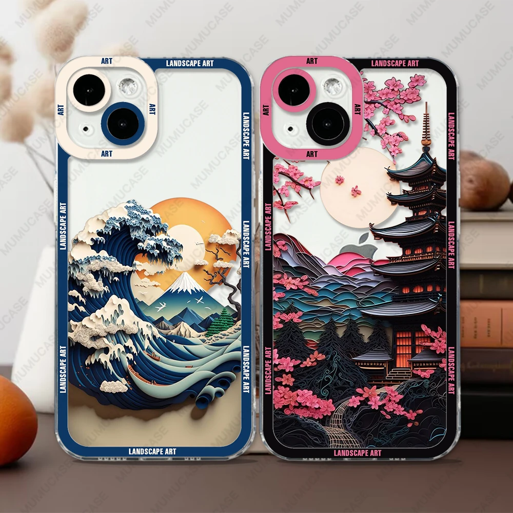 Case For iPhone 16 15 14 13 Pro Max 12 Mini 11 XS X XR SE 7 8 Plus Soft Cover Landscape Art