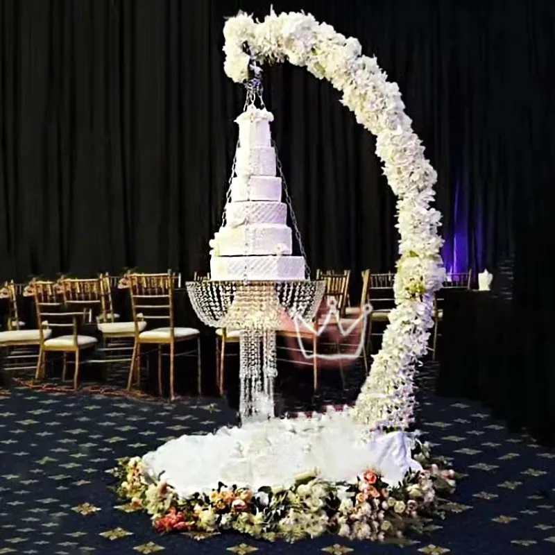 

Spot Crystal Cake Stand Arc Iron Rack Net Red Popular Disassembly Hanging Wedding Cake Stand Dessert Table Display Set