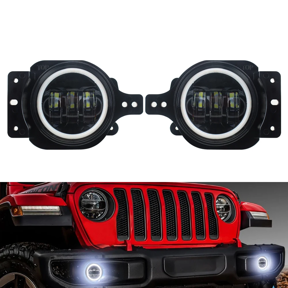 

4-дюймовые противотуманные фары мощностью 30 Вт с монтажным кронштейном и указателем поворота DRL для Jeep Wrangler JL 2018 2019 Черный противотуманный фонарь JL DRL