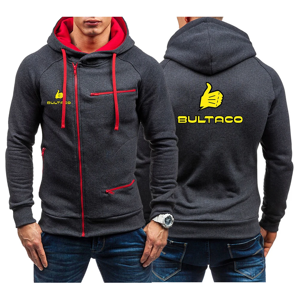 Bultaco Cemoto Motorcycles 2024 Men's New Spring Autumn Four Color Zip Hoodie Coat Cardigan Thick Casual Long Sleeve Sweatshirts