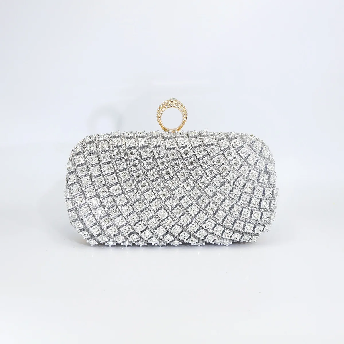 

Fashion Acrylic Clutch Bag Diamond Inlay Luxury Ring Buckle Square Formal Dress Bag Purse Bag Women Girl Party Wedding Evening