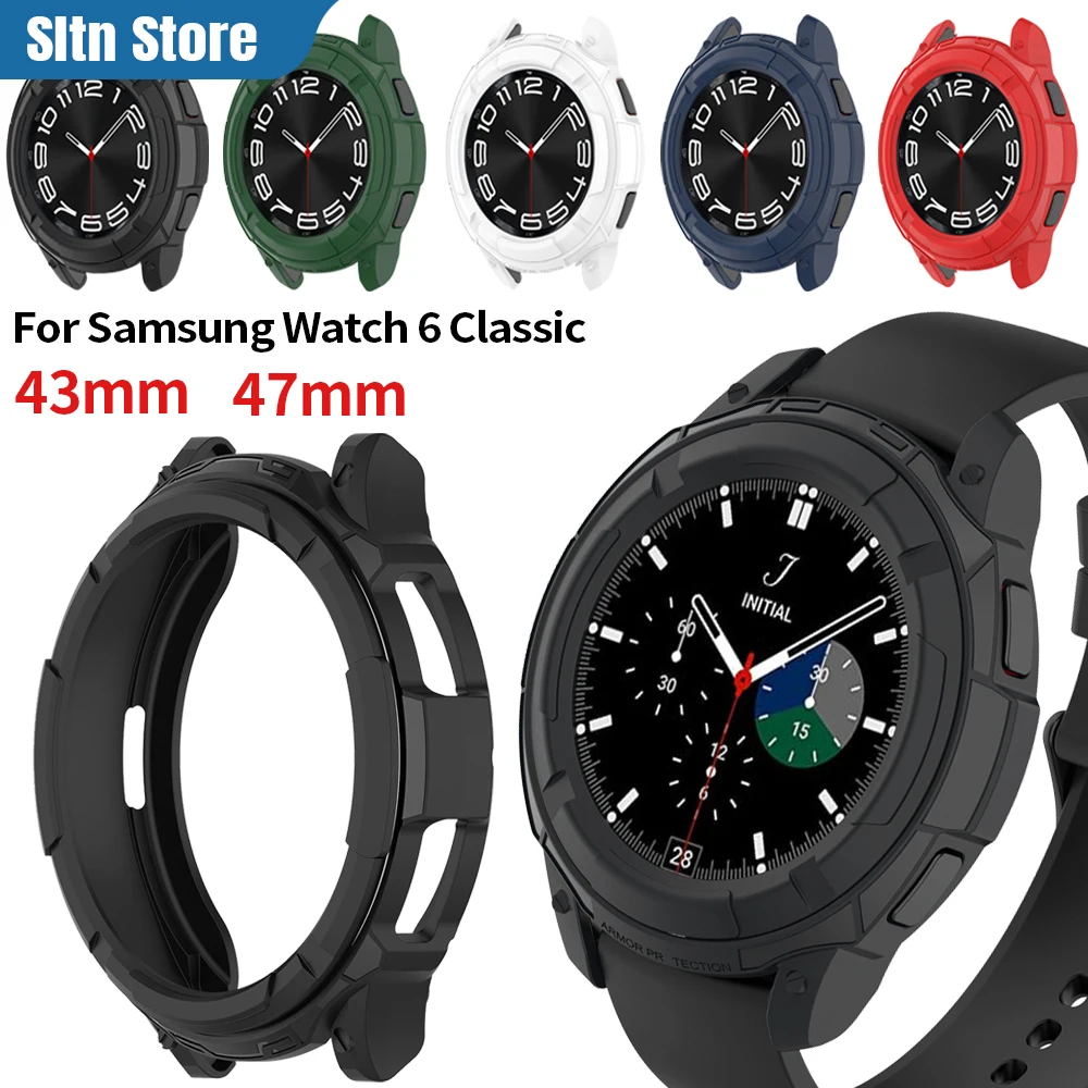 

Watch Cover for Samsung Galaxy Watch 6 Classic 43mm 47mm Case Soft TPU Hollow Frame Bumper Fall Prevention Armor Protective Case