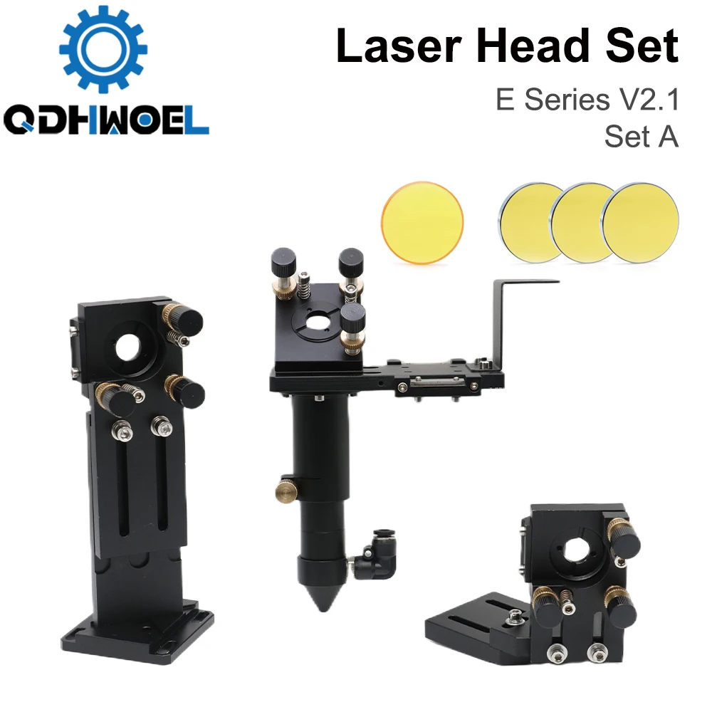 

QDHWOEL E Series: CO2 Laser Head Set + 1 Pcs Focusing Lens + 3 Pcs Si / Mo Mirrors for Engraver Cutting Machine Parts