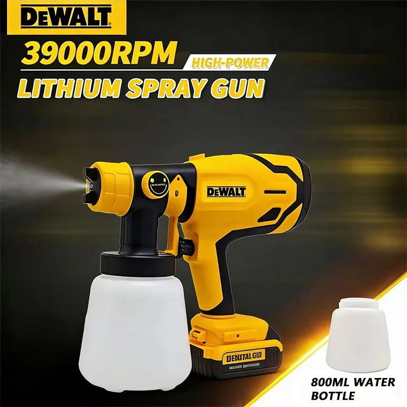 

Беспроводной краскопульт DEWALT 1000 мл, высокомощный, для покраски автомобилей, мебели и стальных изделий, профессиональный электрический аэрограф