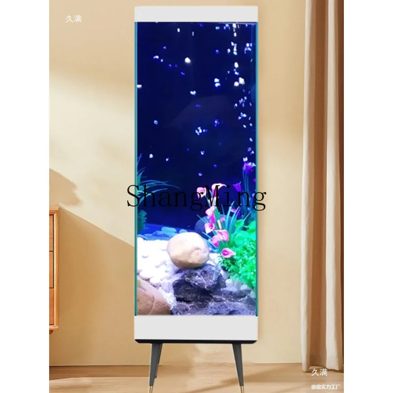 

ZYY living room small and medium-sized household TV cabinet next to the floor against the wall ultra-white glass goldfish tank