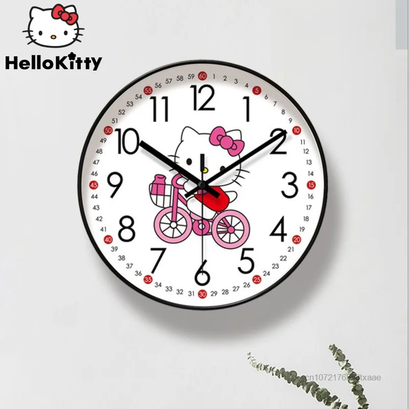 Sanrio Room Decor Hello Kitty Accessories Wall Clock Y2k Women Cute Cartoon Bedroom Clock For Children's Silent Wall Clock Timer