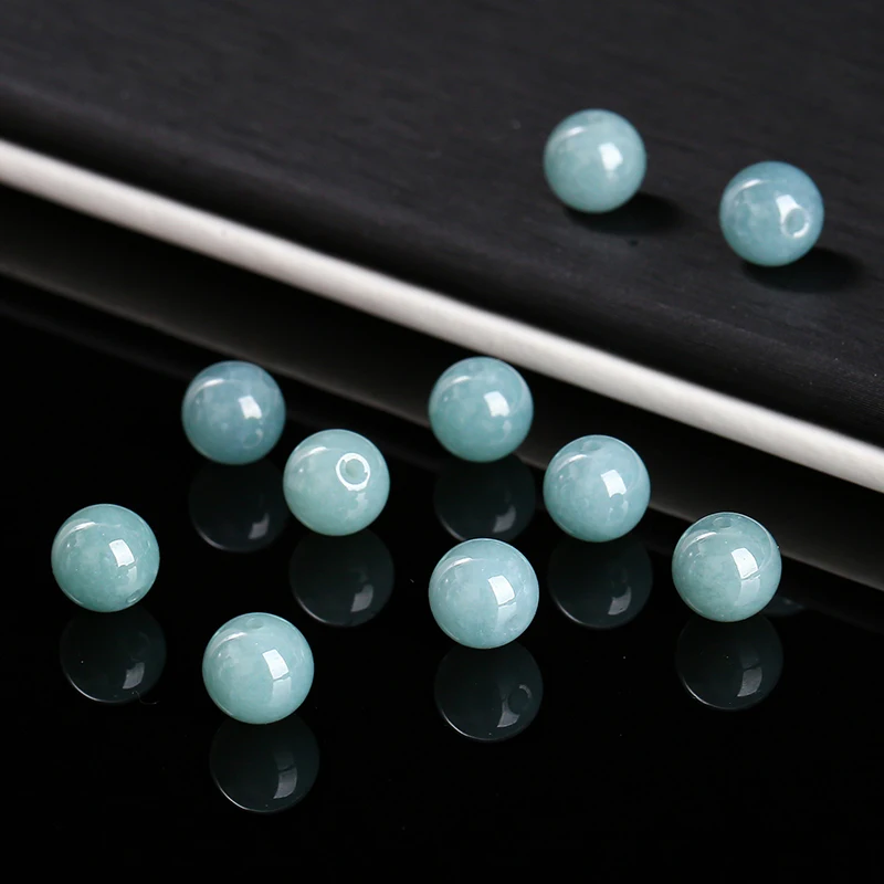 10 Pcs/lot Natural Guatemala Green Jadeite Bead Round Loose Spacer Gemstone For Jewelry Making Diy Necklace Bracelet Accessory