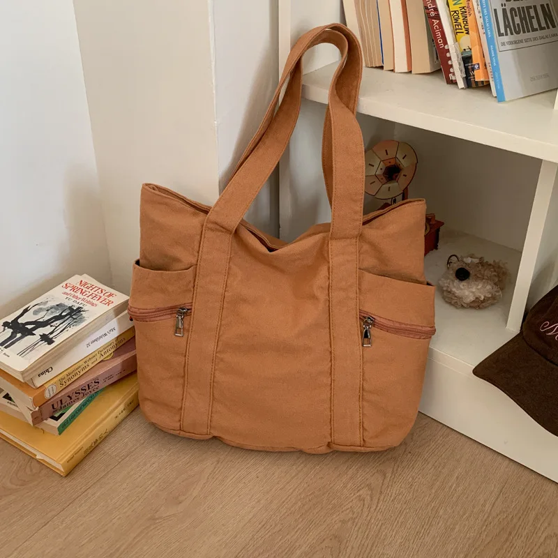

Simple canvas bag for women, large-capacity shoulder tote bag, versatile casual shopping bag, suitable for college students and