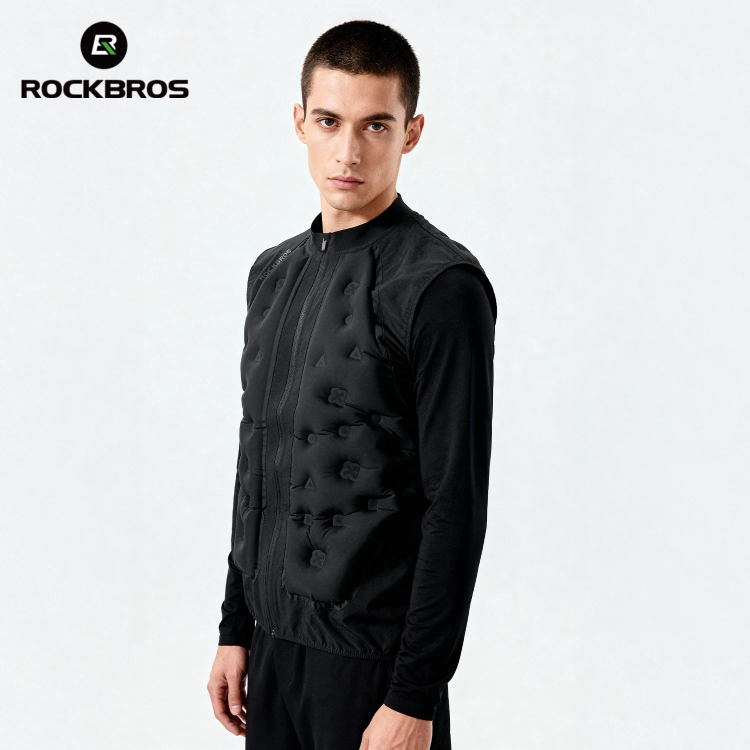 ROCKBROS Winter Cycling Vest Inflation Air Filling Thermal Vest Warm Insulated Sleeveless Jacket Outdoor Sports Cycling Clothing