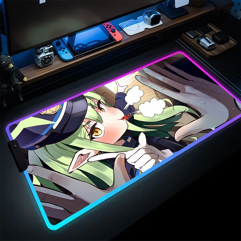 

Игровой коврик для мыши RGB Компьютерный синий архив Коврик для мыши Kawaii Настольный коврик Светодиодный ПК Аниме Девушка Коврик для клавиатуры Аксессуары для геймеров Настольный коврик