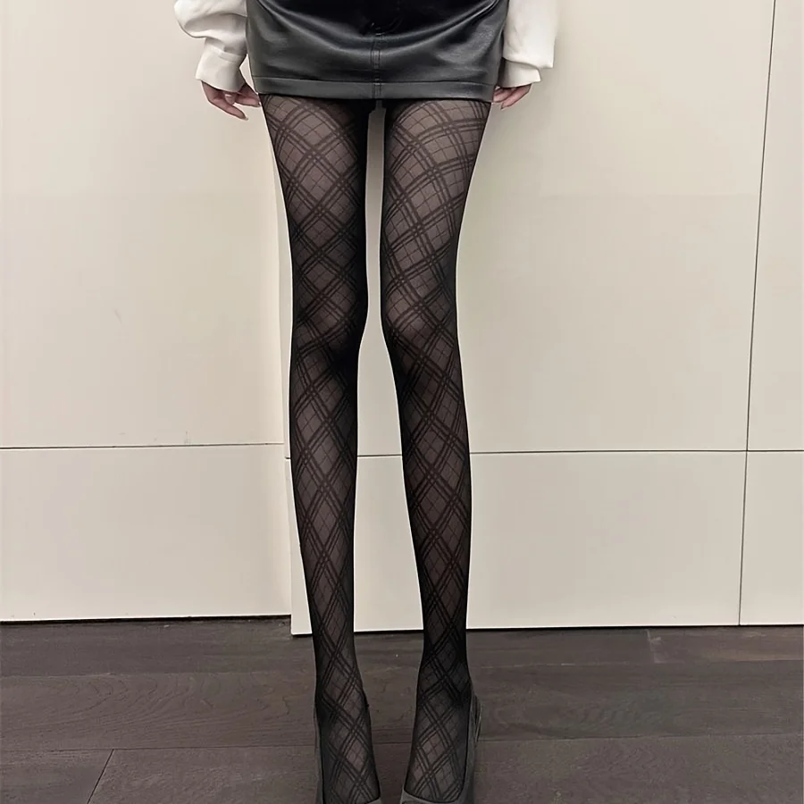 

1 pair of Sensuous women's cute and fashionable striped slimming diamond patterned stockings subculture women's dark pure desire