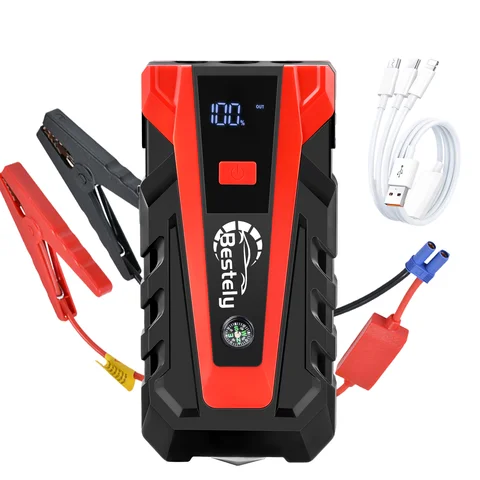 자동차 점프 스타터, 피크 비상 부스터, 시동 장치, LCD 디스플레이 LED 조명, 휴대용 보조배터리 배터리, 12V 배터리, 3000A