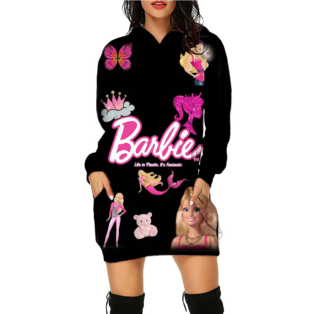 Streetwear Women Clothing Y2k Dress Clothes Women Hoodies Pullover Barbie Princess print Casual Autumn Harajuku Sweatshirts Dres