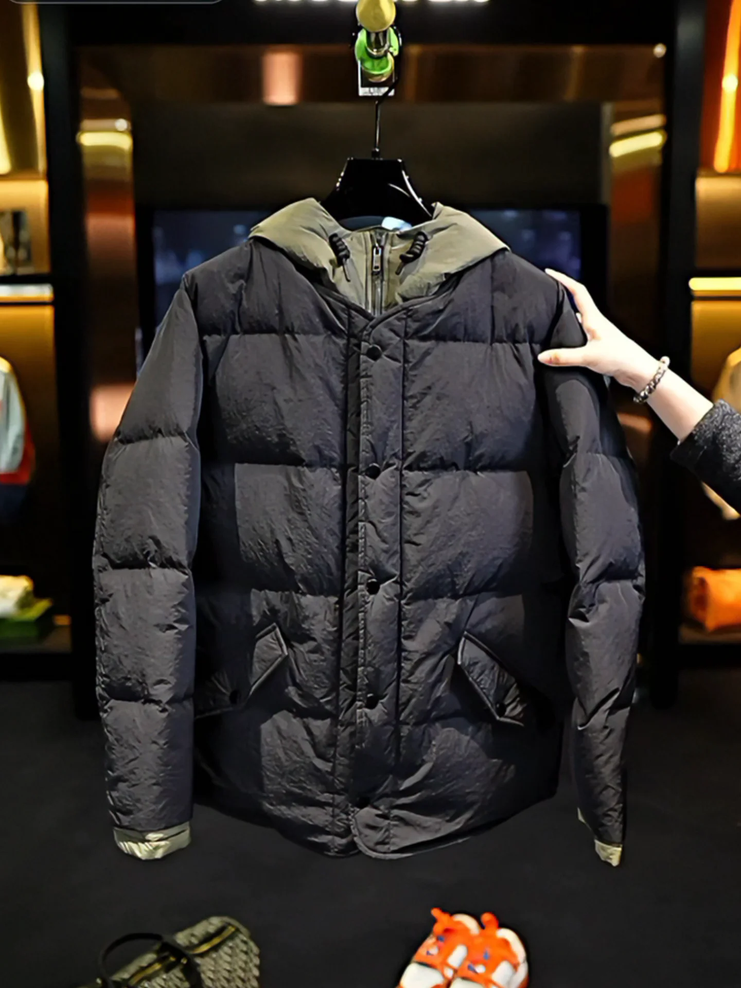 

Men's Casual Hooded Cotton Jaet Comfortable Warmth Fake Two-Piece Sle Outdoor Autumn Winter Faion Stand Fit Zipper C...