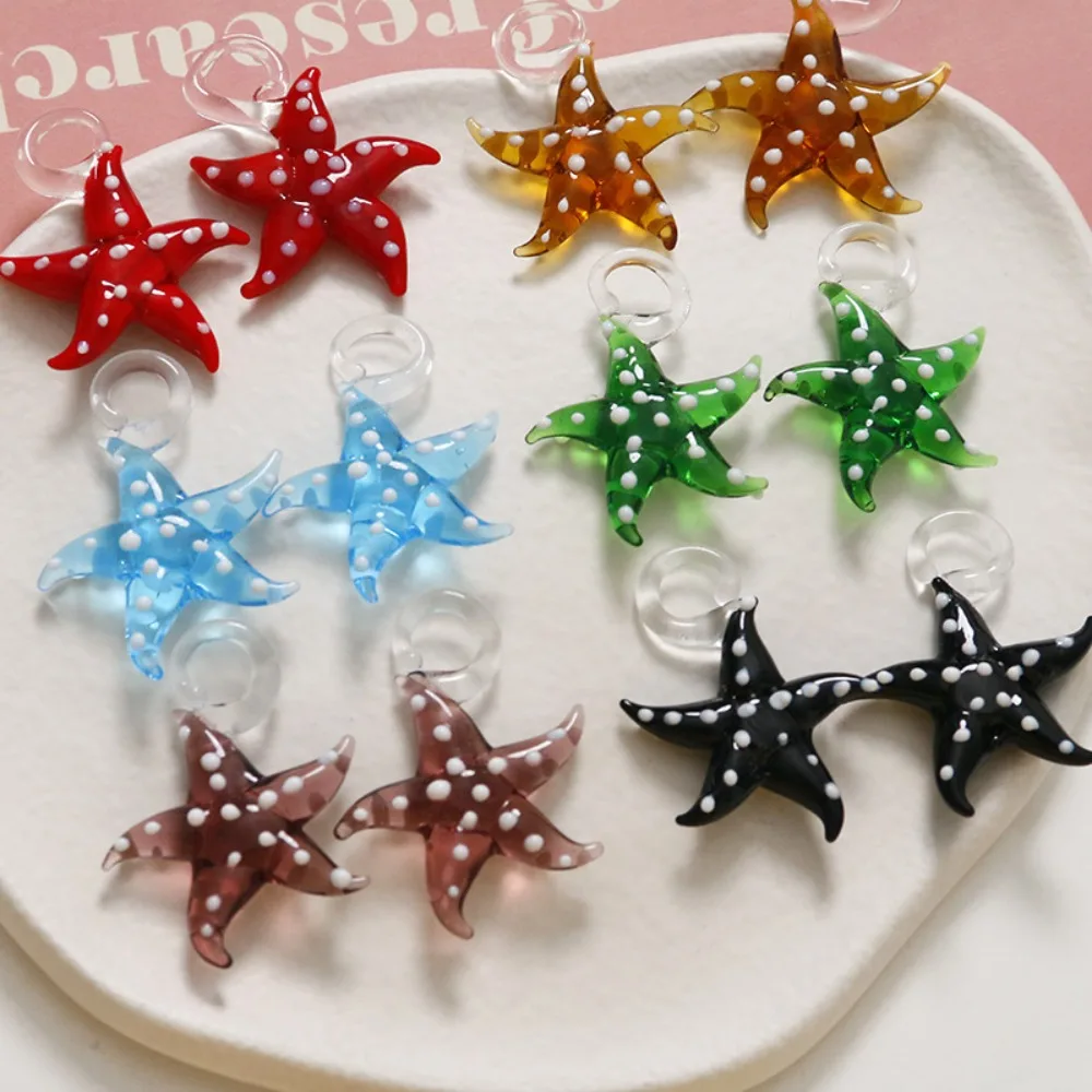 Cute Starfish Figurine in miniatura Charm ciondolo in vetro multifunzione decorazione per acquario animale marino fai da te Sea Star Fish Ornament