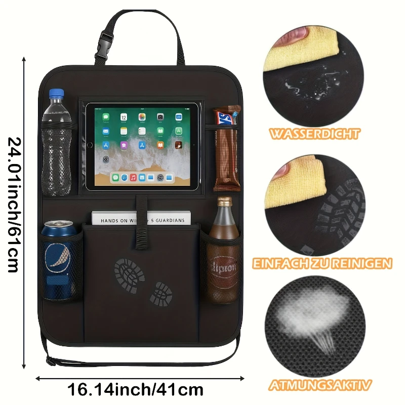 Car Seat Organizer Multifunctional Car Back Multi Pocket Storage Bag With Tablet Holder Protector For Kids