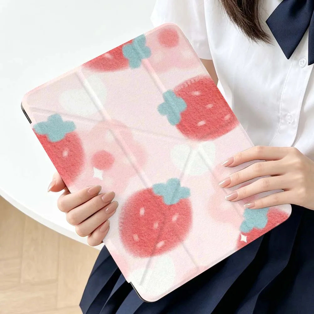 

Cartoon Strawberry Heart Soft For Apple iPad Air A16 4 5 11th 10th 7th 11 12.9 13 10.5 inch Gen 3Y Tablet Case